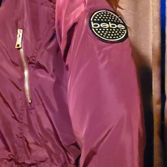 Bebe Women's Faux Fur Jacket Cranberry red Size Medium - Picture 3 of 6